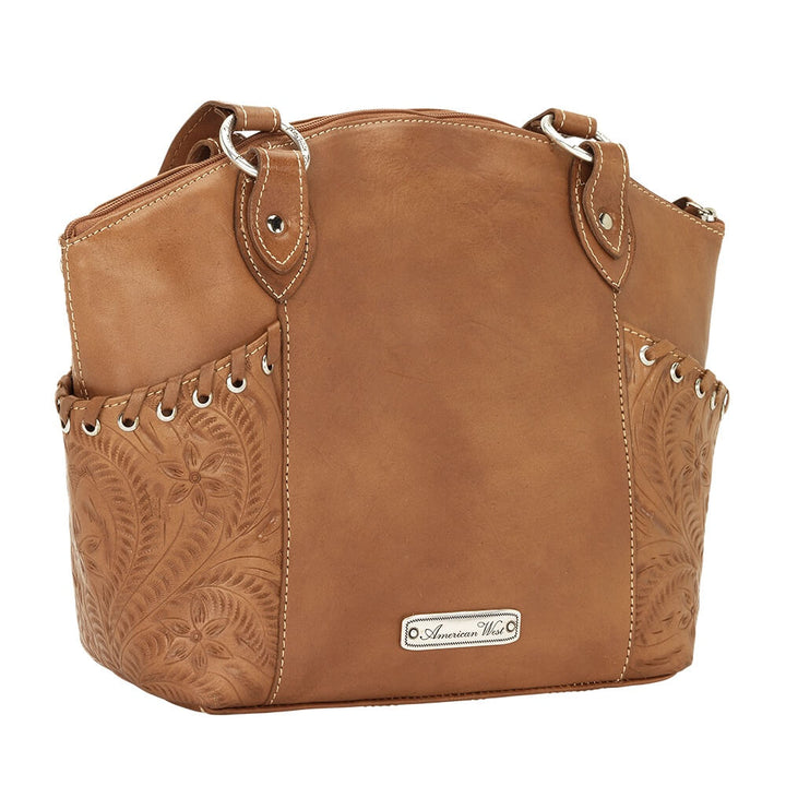 Back view of Harvest Moon bucket tote