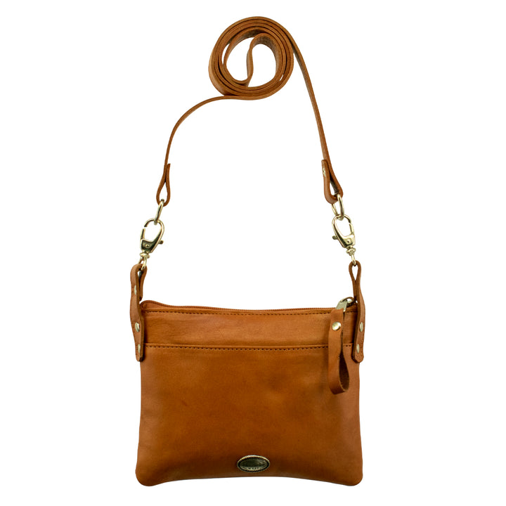 Back view of Friendship Arrows crossbody bag/hip bag in natural tan