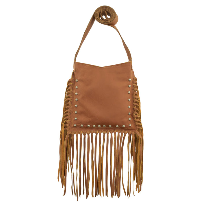 Fringed Cowgirl crossbody in natural tan with fringe accent
