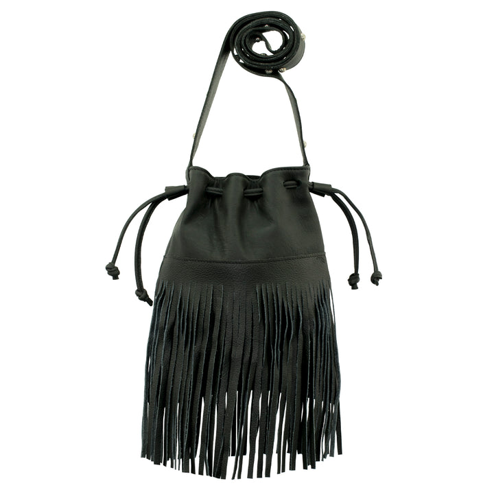 Fringed Cowgirl crossbody in black with fringe accent