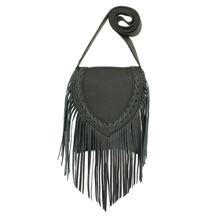 Fringed Cowgirl crossbody in black with fringe accent