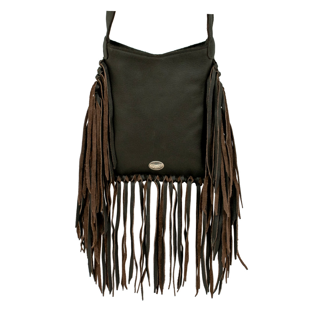 Back view of Fringed Cowgirl crossbody bag with fringe
