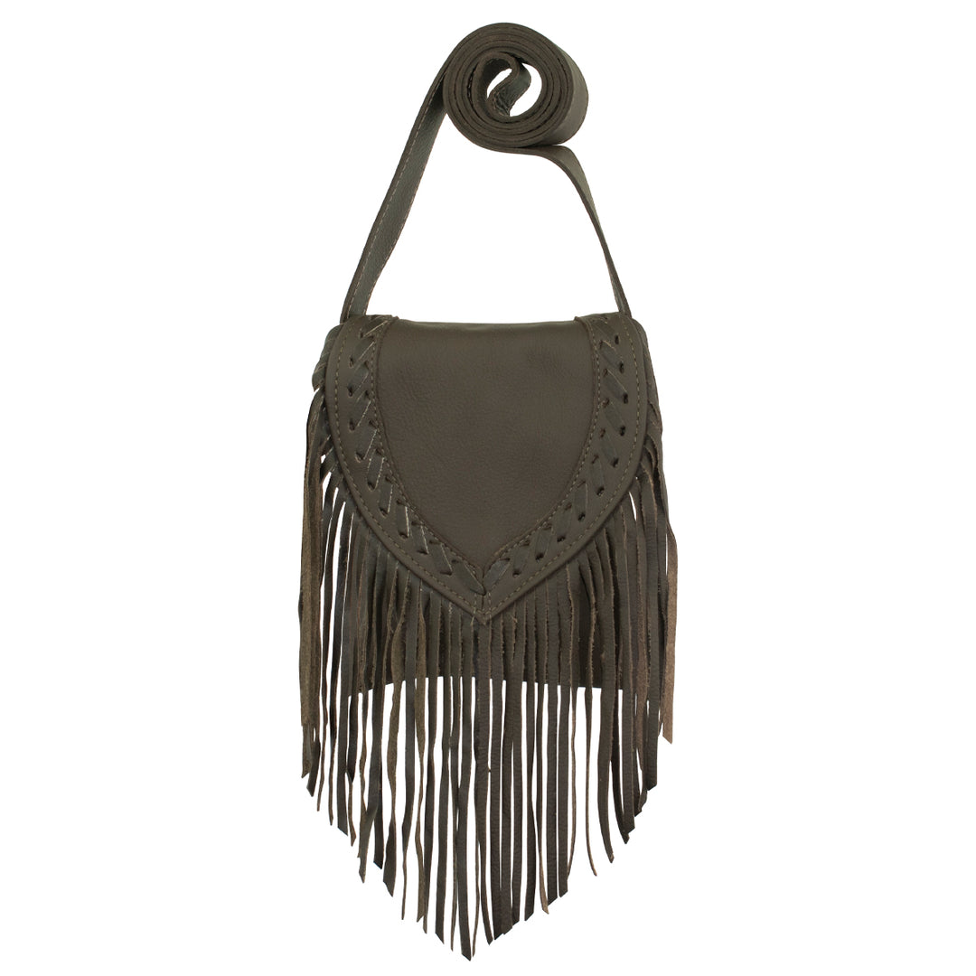 Fringed Cowgirl crossbody in chocolate brown with fringe accent