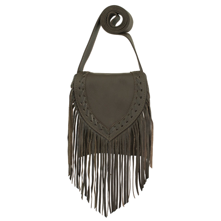 Fringed Cowgirl crossbody in chocolate brown with fringe accent