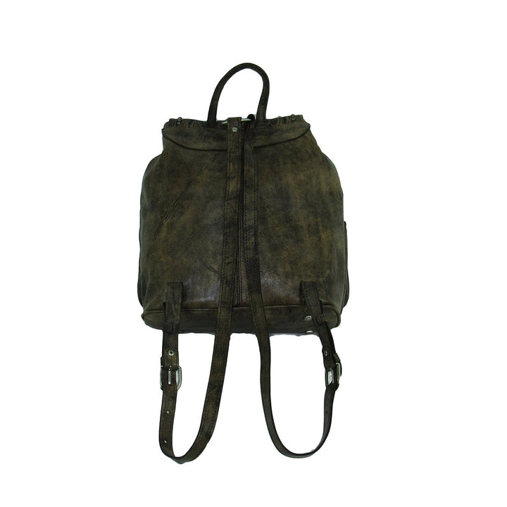Back view of Classic Travel drawstring backpack with front pocket