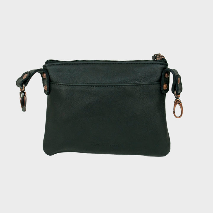 Back view of Midnight Copper crossbody bag/hip bag in black