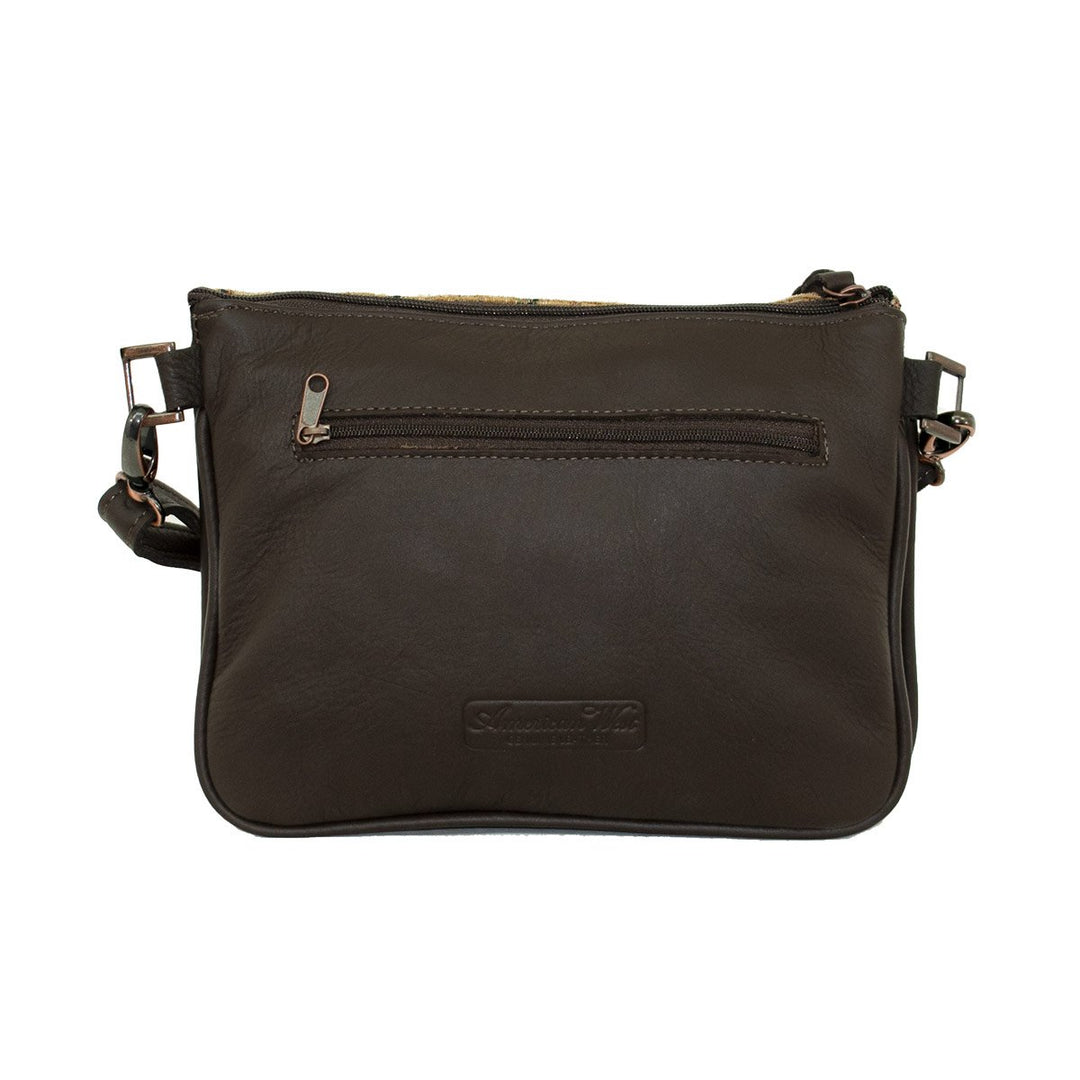 Back view of Bits and Bridle multi-compartment crossbody bag 