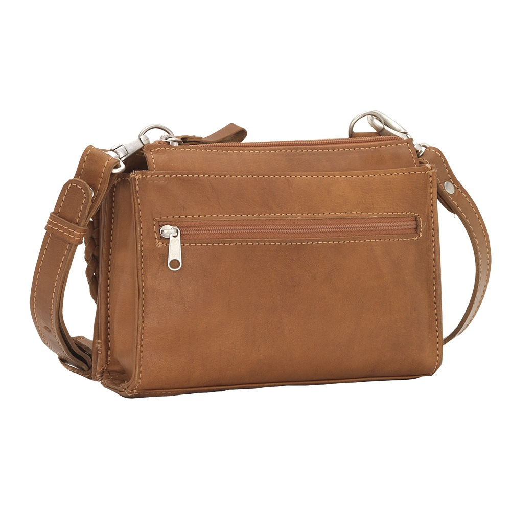 Back view of Tribal Weave crossbody bag with zippered pocket